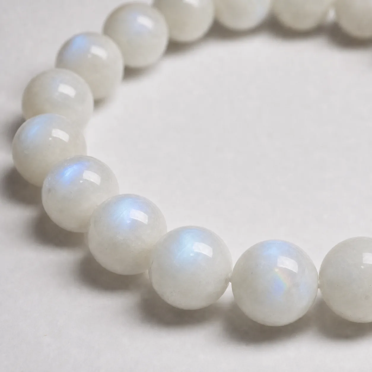 Rainbow Moonstone bracelet 8mm - close-up of beads