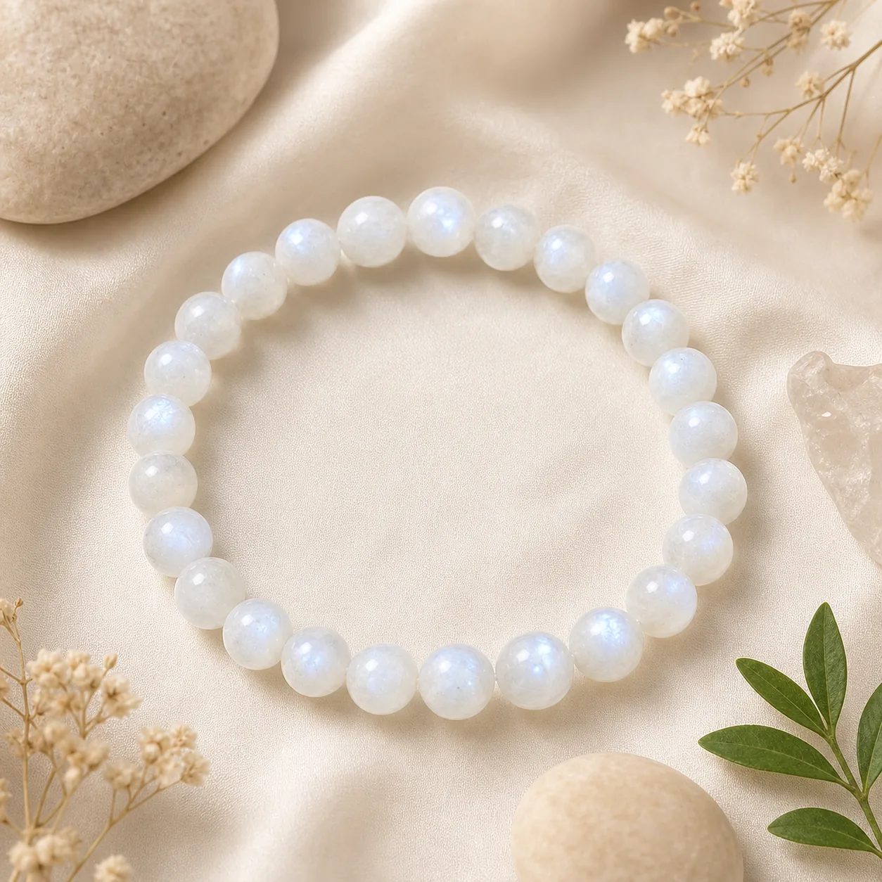Rainbow Moonstone bracelet 8mm - product mockup