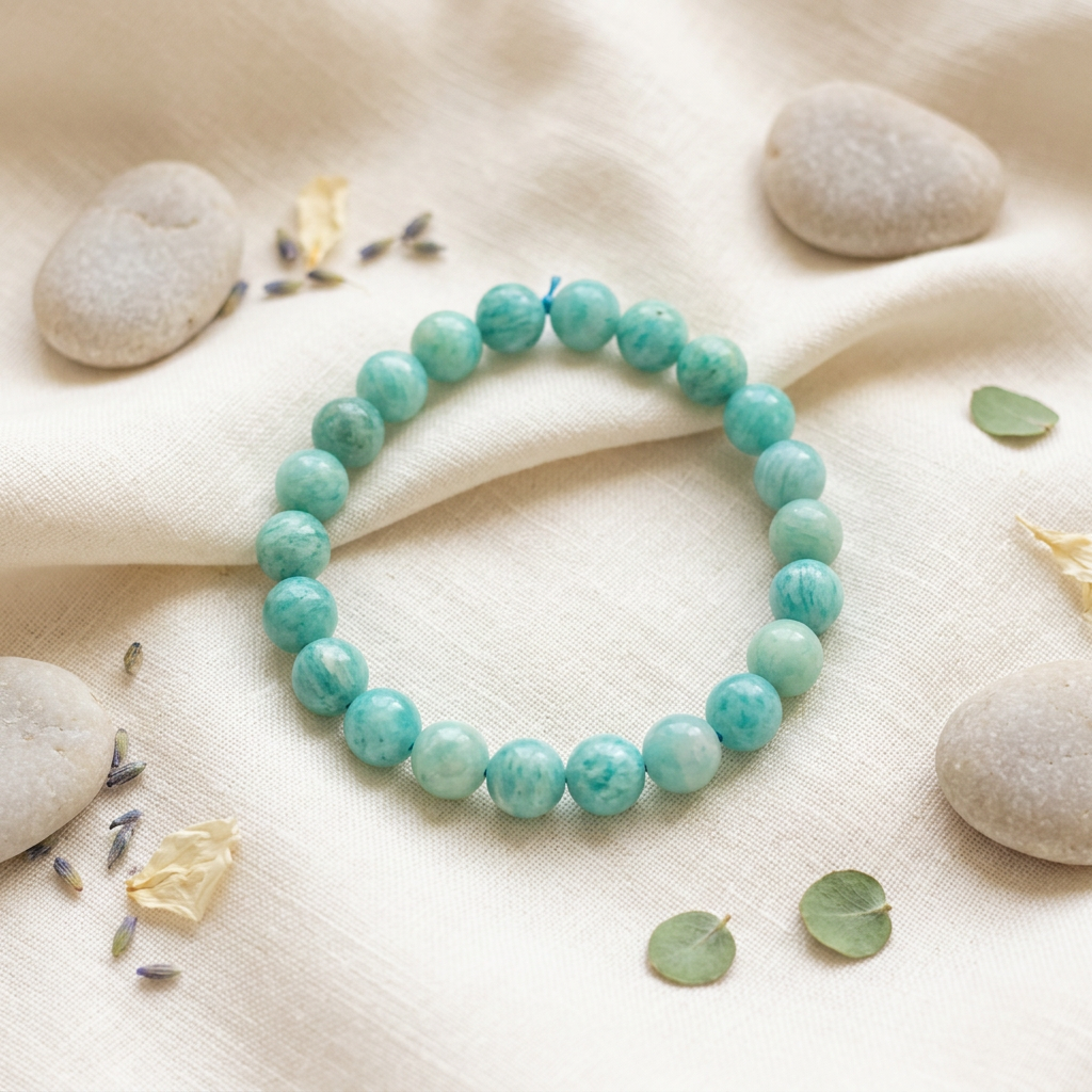 Amazonite Bracelet 8MM Round Plain , Natural gemstone bracelet