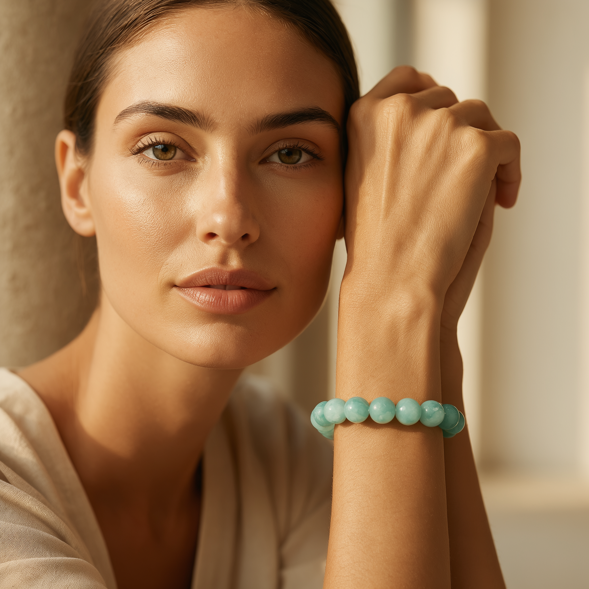 Amazonite Bracelet 8MM Round Plain , Natural gemstone bracelet