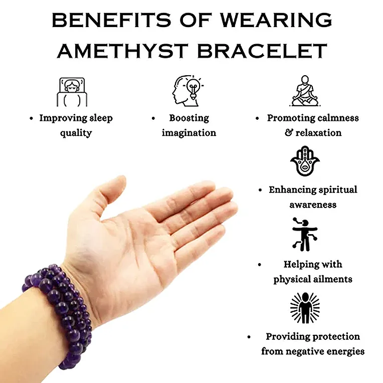 Natural Amethyst 8mm Bracelet Genuine Crystal Bead Bracelet - Image 5