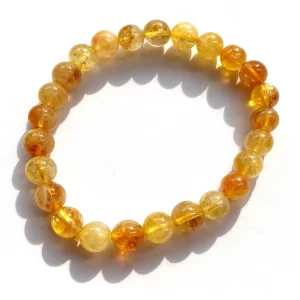 Natural Citrine 8mm Bracelet | Genuine Crystal Bead Bracelet