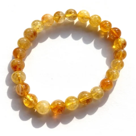 Natural Citrine 8mm Bracelet | Genuine Crystal Bead Bracelet