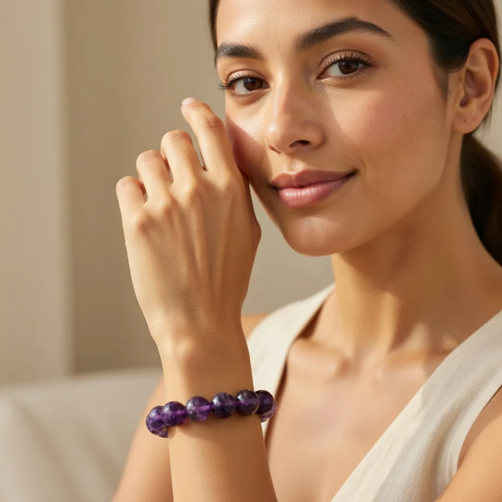 Natural Amethyst 8mm Bracelet Genuine Crystal Bead Bracelet - Image 8